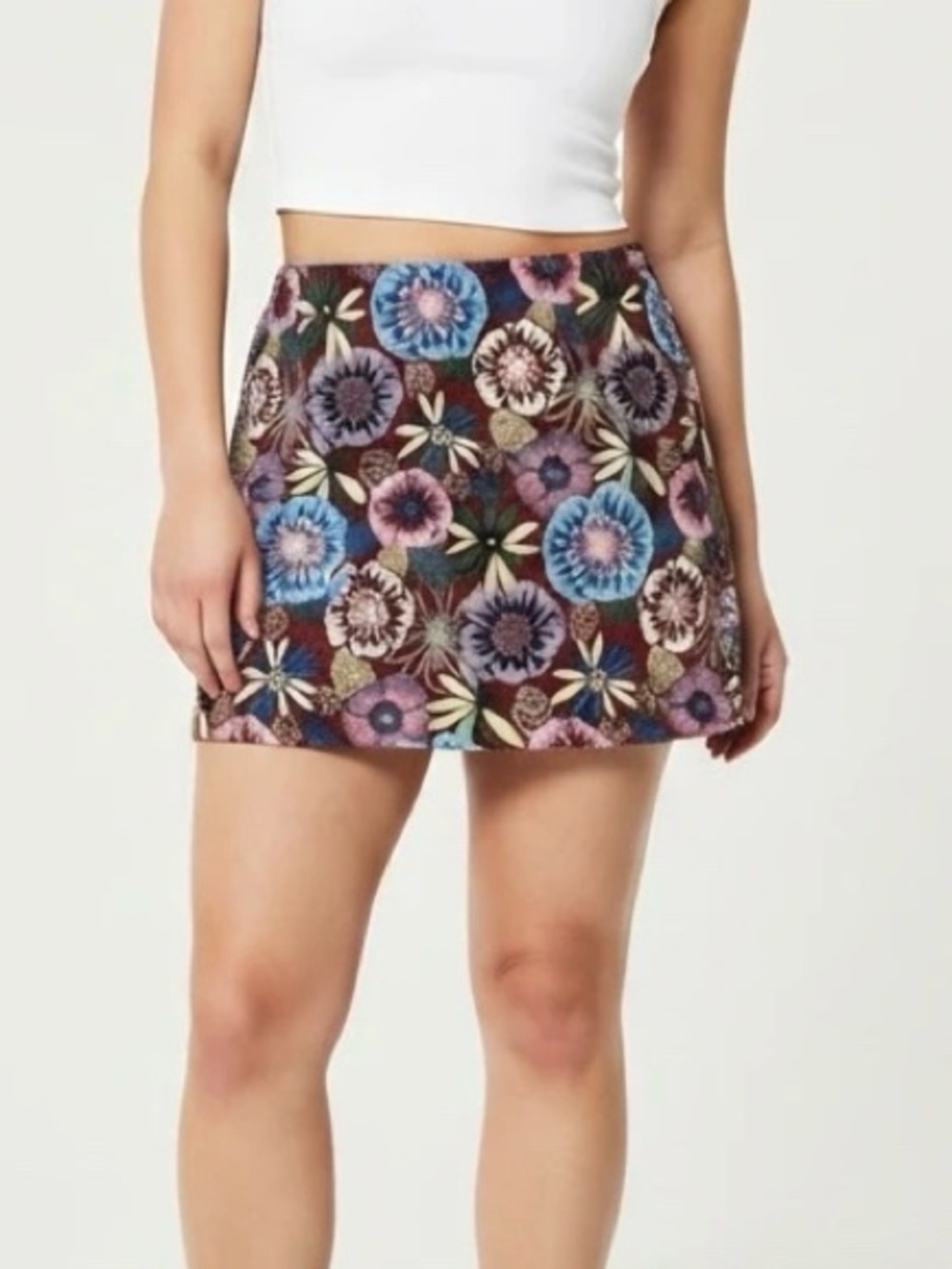 Floral Print 70's Aesthetic High Waisted Mini Skirt